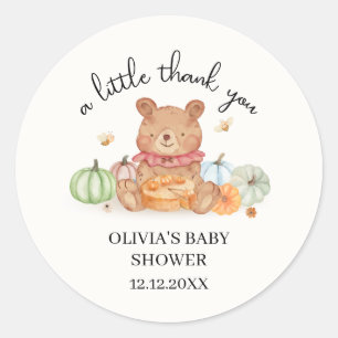 Sticker Rond Citrouille Automne Pie Teddy Bear Baby shower