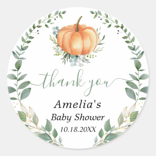 Sticker Rond Citrouille Automne Verdure Gold Foliage Favoriser  (Devant)