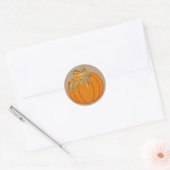 Sticker Rond Citrouille avec feuilles d'automne orange (Enveloppe)