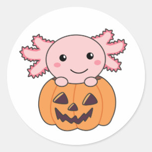 Sticker Rond Citrouille Axolotl Amateurs De Beaux Animaux Pour 