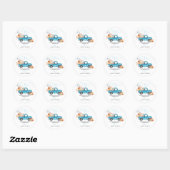 Sticker rond citrouille Baby shower camion classiq (Feuille)
