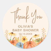 Sticker Rond Citrouille Baby shower Favoriser (Devant)