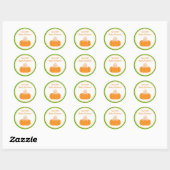 Sticker Rond Citrouille Baby shower garçon Favoriser les étique (Feuille)