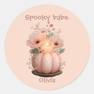 Sticker Rond Citrouille bébé éffrayant pour filles