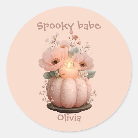 Sticker Rond Citrouille bébé éffrayant pour filles (Devant)