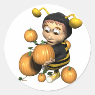 Sticker Rond Citrouille Bee