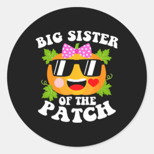 Sticker Rond Citrouille Big Soeur Du Patch Drôle Halloween F