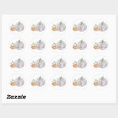 Sticker Rond Citrouille blanc automne, Little citrouille est en (Feuille)