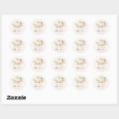 Sticker Rond Citrouille blanc Blush Floral Baby Brunch Douche (Feuille)