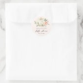 Sticker Rond Citrouille blanc Blush Floral Baby Brunch Douche (Sac)