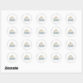 Sticker Rond Citrouille blanc et bleu Adresse de retour (Feuille)