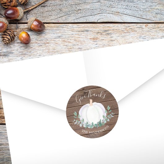 Sticker Rond Citrouille blanc Eucalyptus Barne Bois