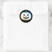 Sticker Rond Citrouille blanc Glitchy EDM (Sac)