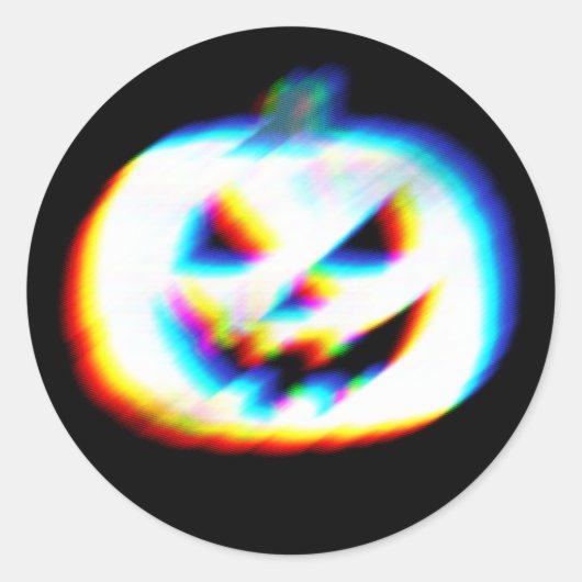 Sticker Rond Citrouille blanc Glitchy EDM (Devant)