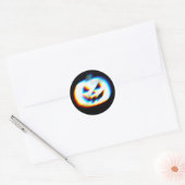 Sticker Rond Citrouille blanc Glitchy EDM (Enveloppe)