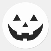 Sticker Rond Citrouille blanc mignon Jack-o'-lantern drôle Hall (Devant)
