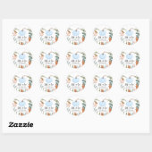 Sticker Rond Citrouille bleu automne Baby shower automne (Feuille)