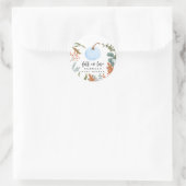 Sticker Rond Citrouille bleu automne Baby shower automne (Sac)