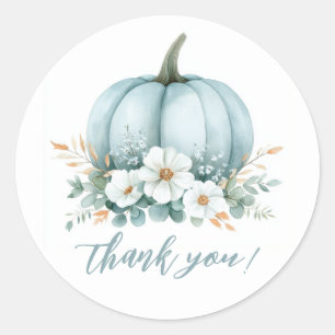 Sticker Rond Citrouille bleu automne Baby shower d'Eucalyptus F