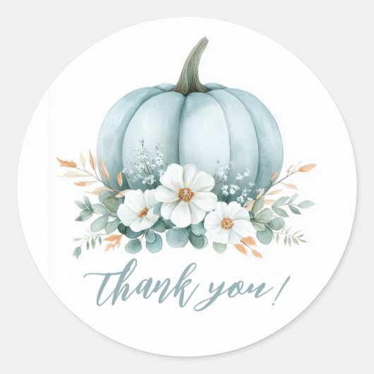 Sticker Rond Citrouille bleu automne Baby shower d'Eucalyptus F (Devant)