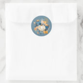 Sticker Rond Citrouille bleu et orange Peony Mariage (Sac)