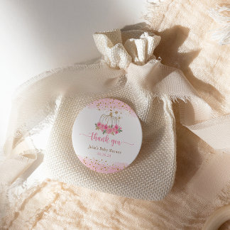 Sticker Rond Citrouille Blush rose or bébé fille Douche Favoris