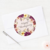 Sticker Rond Citrouille Bourgogne Bon thanksgiving Floral rose (Enveloppe)