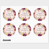 Sticker Rond Citrouille Bourgogne Bon thanksgiving Floral rose (Feuille)