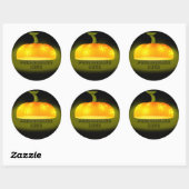 Sticker Rond Citrouille brillant chute unique mignon noir orang (Feuille)