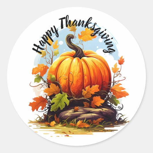 Sticker Rond citrouille coloré bon thanksgiving (Devant)