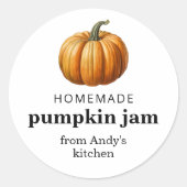 Sticker Rond Citrouille confiture recette faite maison étiquett (Devant)