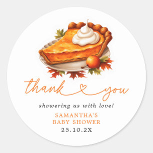 Sticker Rond Citrouille Cutie Pie Merci Baby shower d'automne
