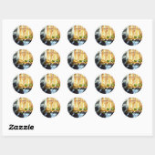 Sticker Rond Citrouille d'automne (Feuille)