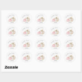 Sticker Rond Citrouille d'automne Baby shower fille (Feuille)