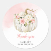 Sticker Rond Citrouille d'automne Baby shower fille (Devant)