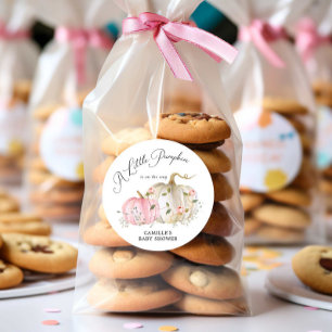 Sticker Rond Citrouille d'automne Baby shower fille