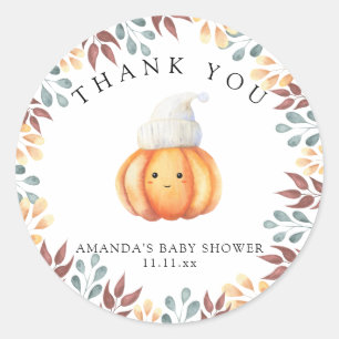 Sticker Rond Citrouille d'automne en casquette - merci