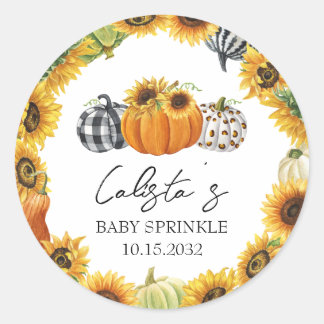 Sticker Rond Citrouille d'automne et tournesol Baby Sprinkle Fa