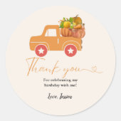 Sticker Rond Citrouille d'automne merci anniversaire (Devant)