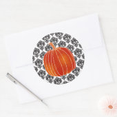 Sticker Rond Citrouille d'automne orange brillant blanc noir no (Enveloppe)