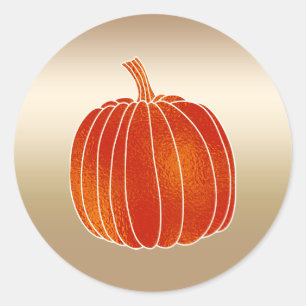 Sticker Rond Citrouille d'automne orange brillant doré brillant
