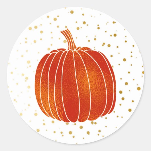 Sticker Rond Citrouille d'automne orange brillant doré points b (Devant)