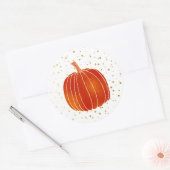 Sticker Rond Citrouille d'automne orange brillant doré points b (Enveloppe)