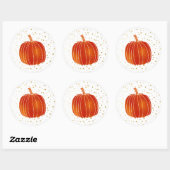 Sticker Rond Citrouille d'automne orange brillant doré points b (Feuille)