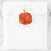 Sticker Rond Citrouille d'automne orange brillant doré points b (Sac)