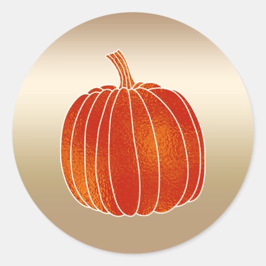 Sticker Rond Citrouille d'automne orange brillant faveur dorée (Devant)