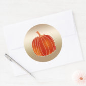 Sticker Rond Citrouille d'automne orange brillant faveur dorée (Enveloppe)