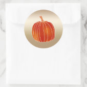 Sticker Rond Citrouille d'automne orange brillant faveur dorée (Sac)