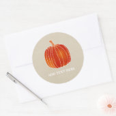 Sticker Rond Citrouille d'automne orange brillant Kraft rustiqu (Enveloppe)