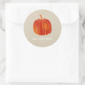 Sticker Rond Citrouille d'automne orange brillant Kraft rustiqu (Sac)